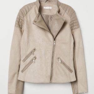 Taupe H&M suede & faux leather moto jacket